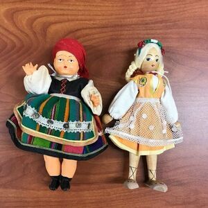 2‎ Vintage Dolls one is wooden